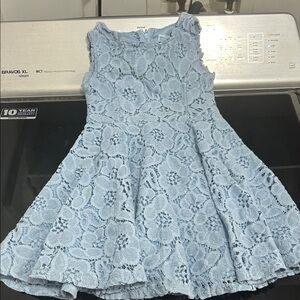 Girls size 4 eyelet lace embroidered crochet flower type dress fit flare zipper